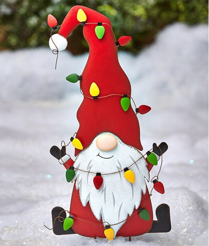 Christmas Standing Pile Old Man Metal Crafts Outdoor Lawn Garden Decorations