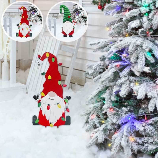 Christmas Standing Pile Old Man Metal Crafts Outdoor Lawn Garden Decorations