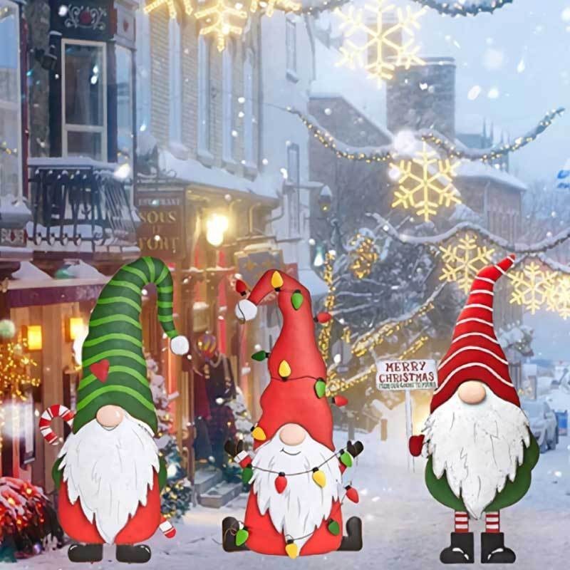 Christmas Standing Pile Old Man Metal Crafts Outdoor Lawn Garden Decorations