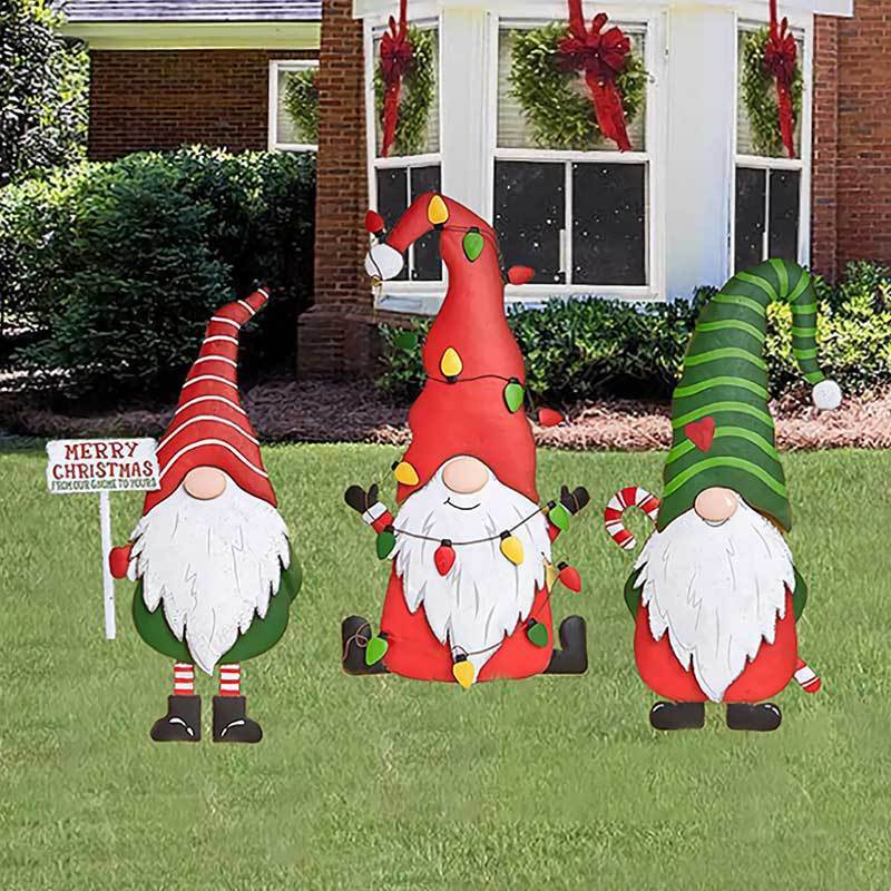 Christmas Standing Pile Old Man Metal Crafts Outdoor Lawn Garden Decorations