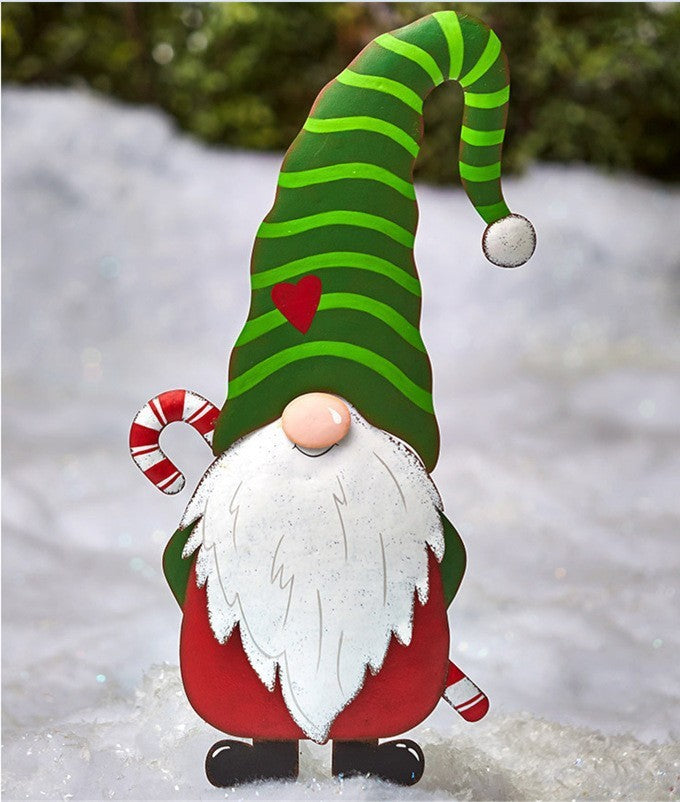 Christmas Standing Pile Old Man Metal Crafts Outdoor Lawn Garden Decorations